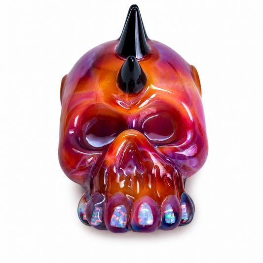 Carsten Carlile skull Pendant red/purple/spikes