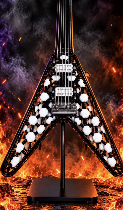 Etai Rahmil Randy Rhoads Flying V glass rig close-up