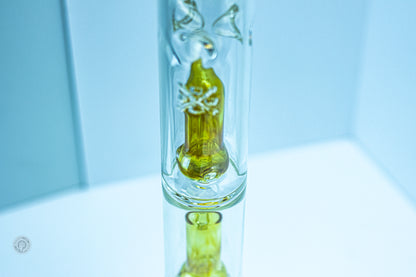 PNW Logo Yellow Glass Double-Stack Perc Beaker Bong