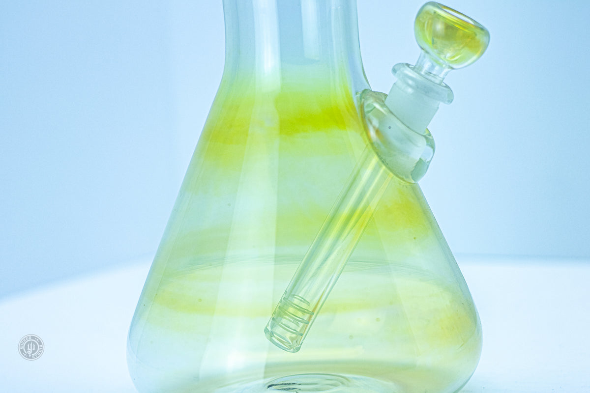 PNW Logo Yellow Glass Double-Stack Perc Beaker Bong