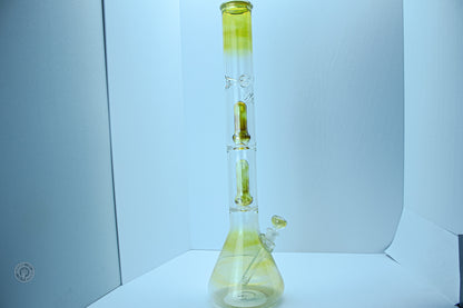 PNW Logo Yellow Glass Double-Stack Perc Beaker Bong