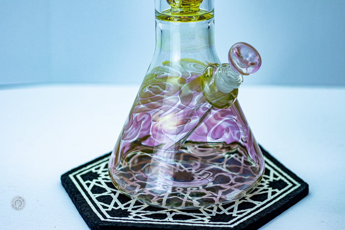 PNW Logo Fumed Beaker Bong | Double Perc | 14mm Joint | Wicked Studio
