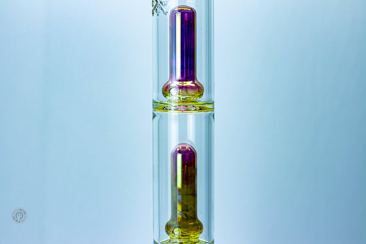 PNW Logo Fumed Beaker Bong | Double Perc | 14mm Joint | Wicked Studio