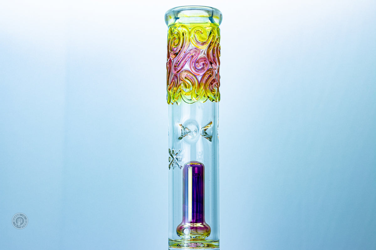 PNW Logo Fumed Beaker Bong | Double Perc | 14mm Joint | Wicked Studio