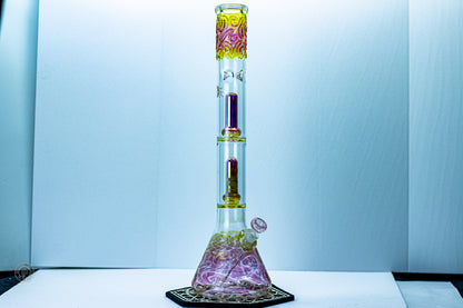 PNW Logo Fumed Beaker Bong | Double Perc | 14mm Joint | Wicked Studio