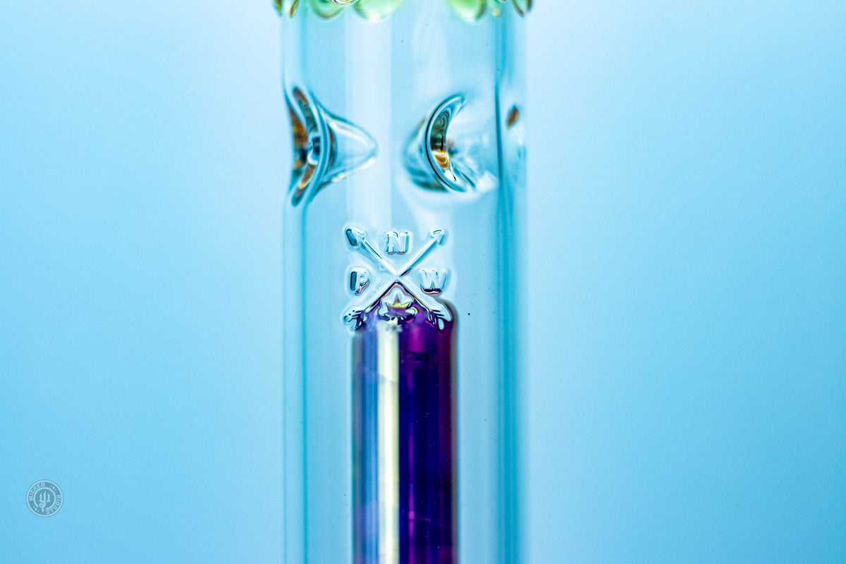 PNW Logo Fumed Beaker Bong | Double Perc | 14mm Joint | Wicked Studio